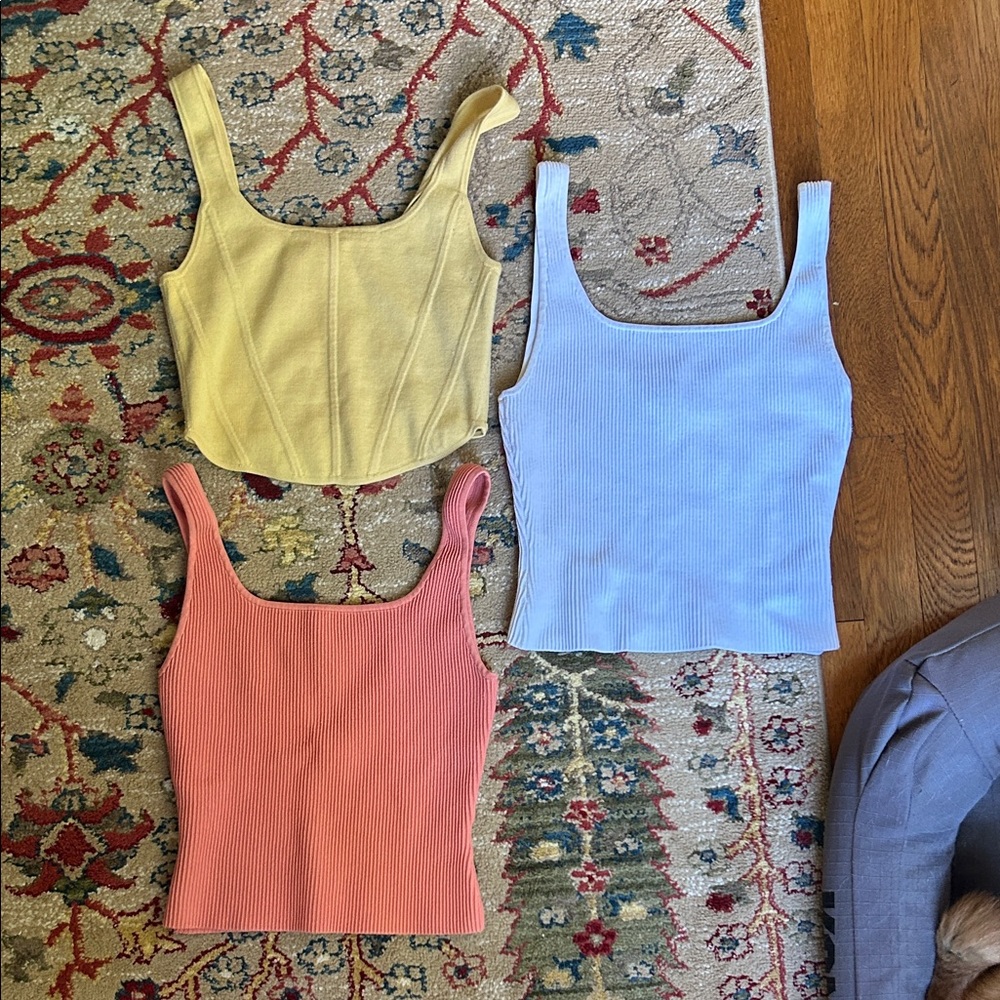 Wilfred Ribbed Sculpt Tank Tops - Yellow, white, and Pink